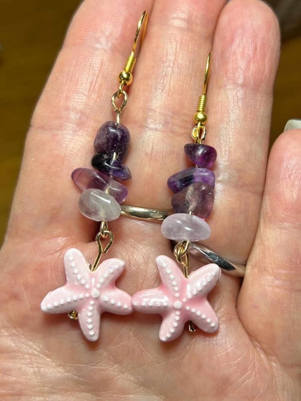 3/$25 Pink Starfish Dangle Earrings